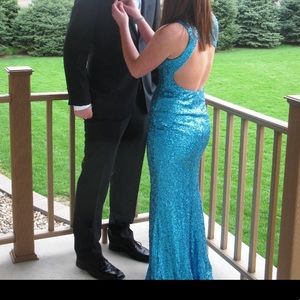 Prom Shoppe sparkly blue prom dress